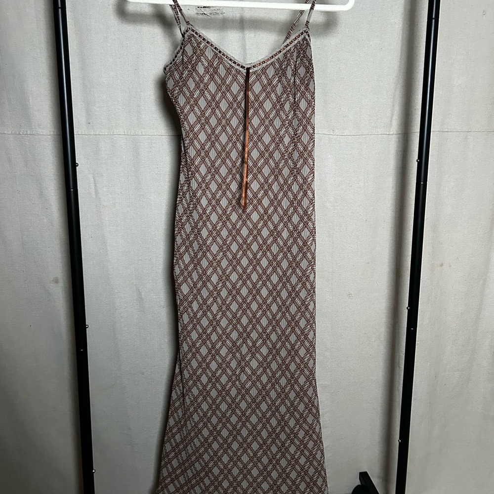 Elegant Brown Patterned Dress